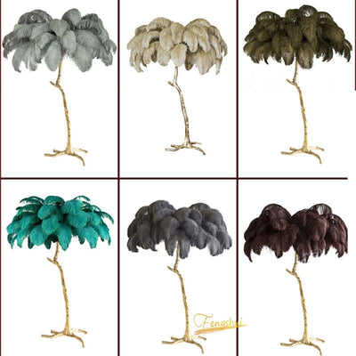 O'Moore Nordic Luxury Unique Ostrich Feather Floor Lamp/Table Lamp - Neutral Decor