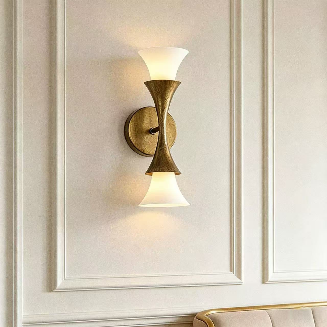 Solalette Brass Double Cone Wall Sconce