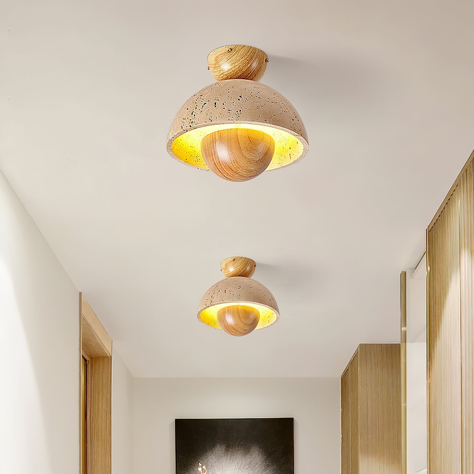 Tavivel Travertine Wood Ceiling Light
