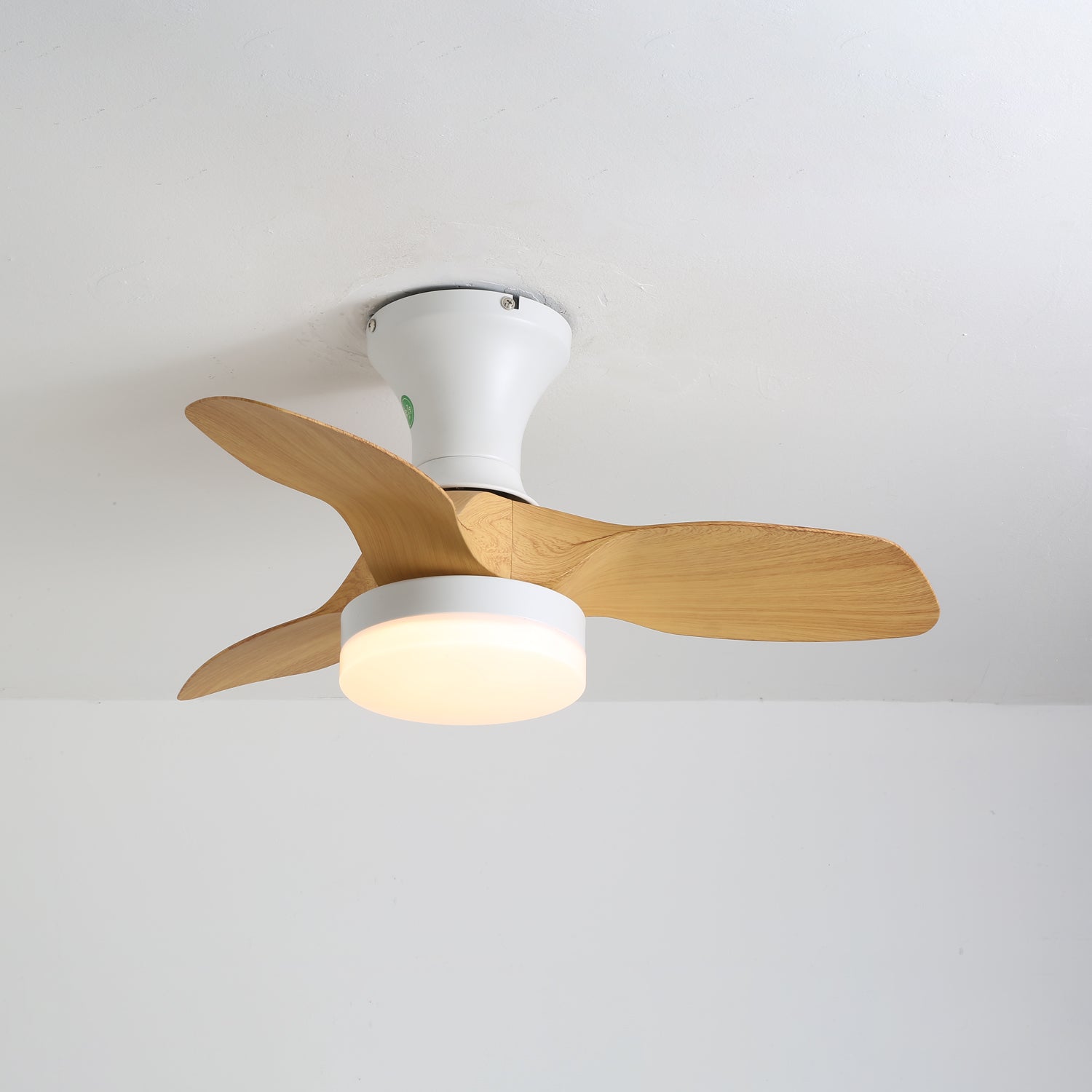 Nora Minimalist White Wood Ceiling Fan Light - Neutral Decor