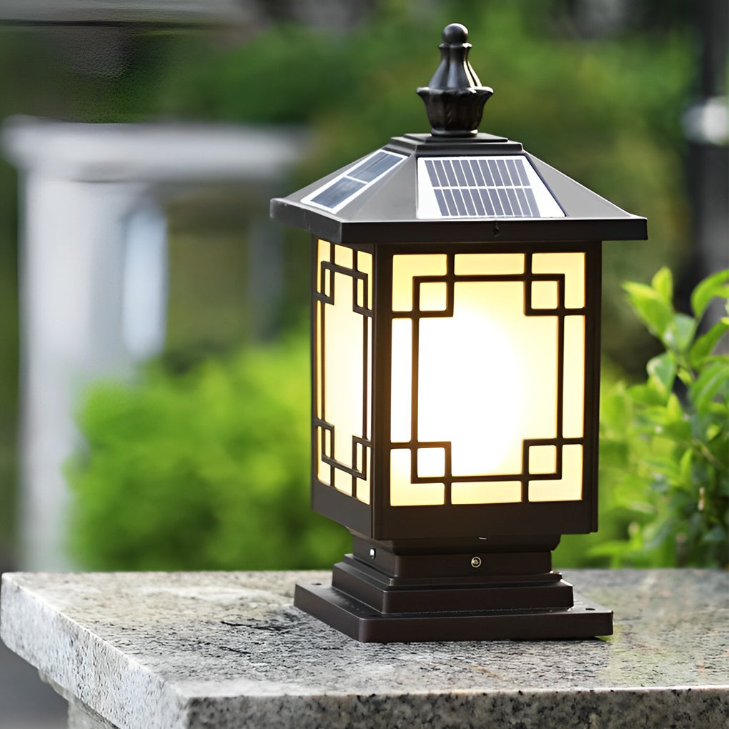 Bertte Retro Grilles LED Aluminum Outdoor Fence Post Lights