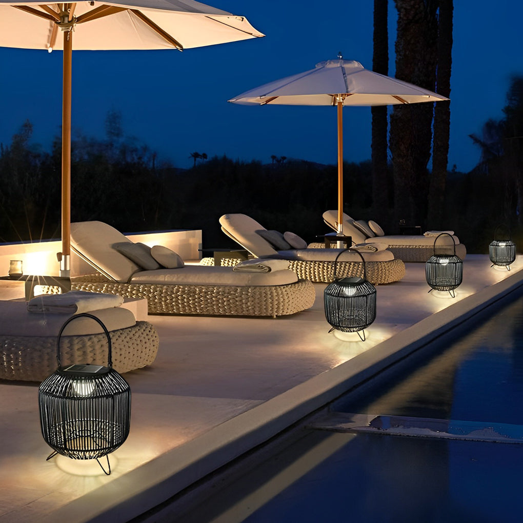 Jasmin Portable LED Retro Rattan Powered Outdoor Light