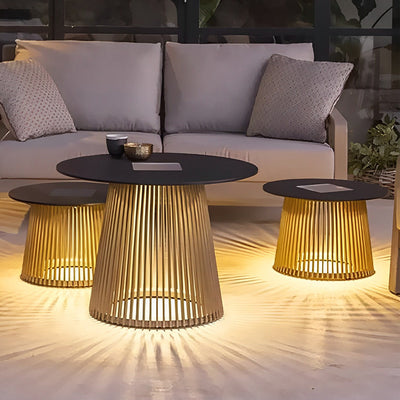 Kin Round Cage RGB Solar Iron Outdoor Table Lanterns
