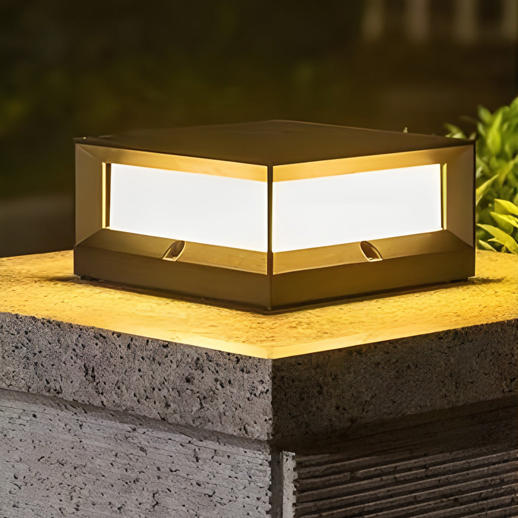 Una Square Unique Modern Metal Solar Outdoor Lights