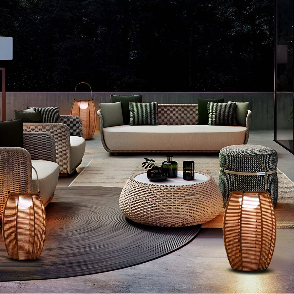 Thora LED Portable Modern Rattan Outdoor Floor Lamp