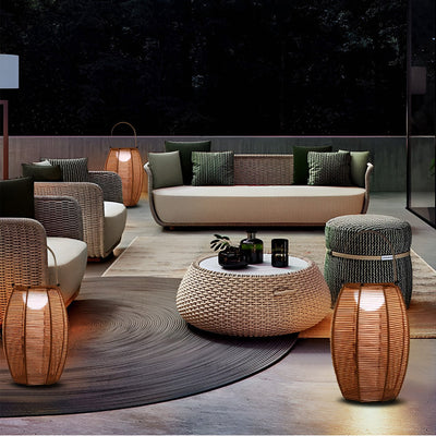 Thora LED Portable Modern Rattan Outdoor Floor Lamp