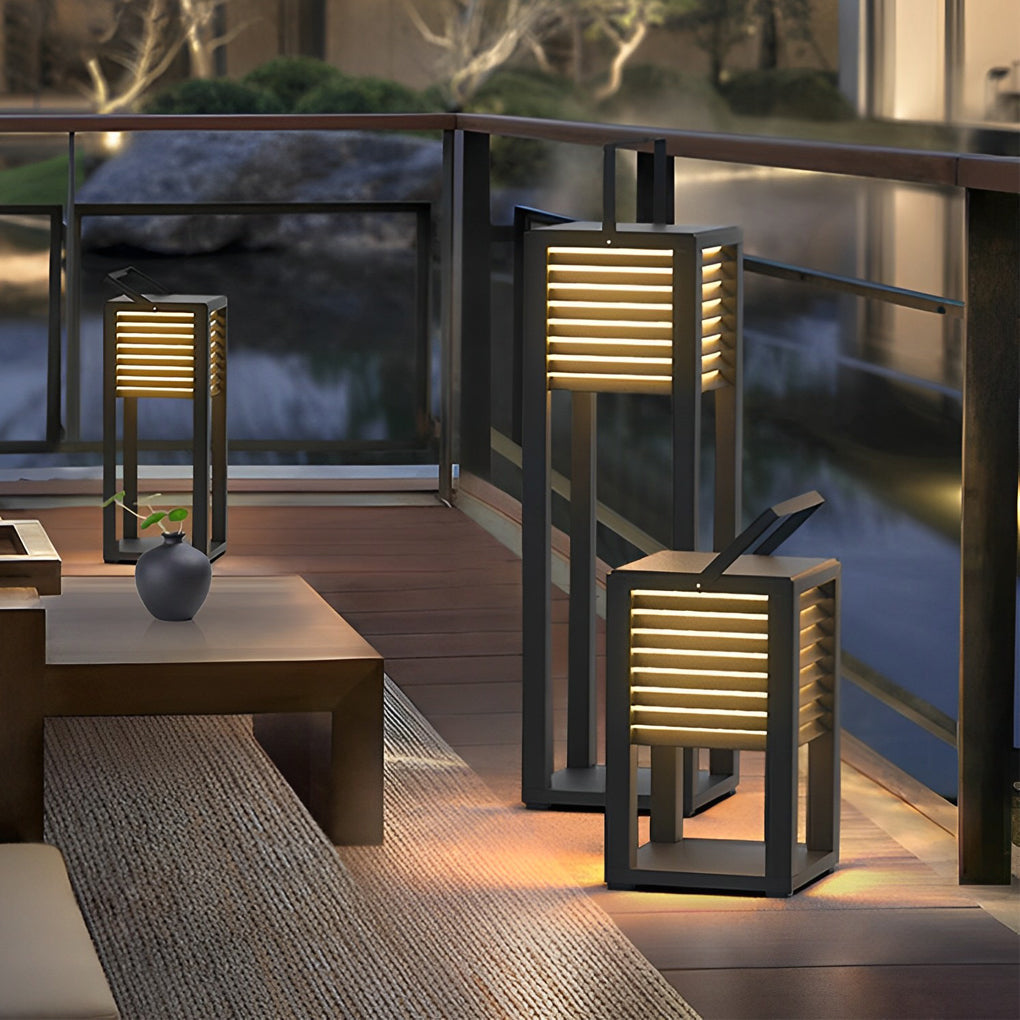 Kirstyn Square LED Modern Portable Steel Outdoor Lawn Light