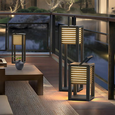 Kirstyn Square LED Modern Portable Steel Outdoor Lawn Light