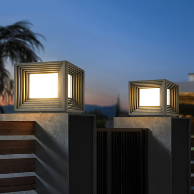 Square Creative LED Modern Steel Outdoor Post Caps Lights
