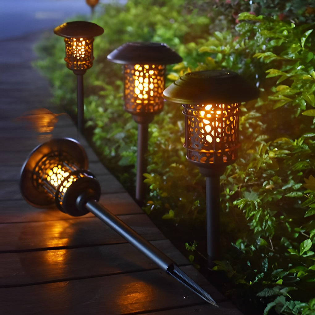 Orson Hollow LED Flame Aluminum Modern Solar Lawn Lights