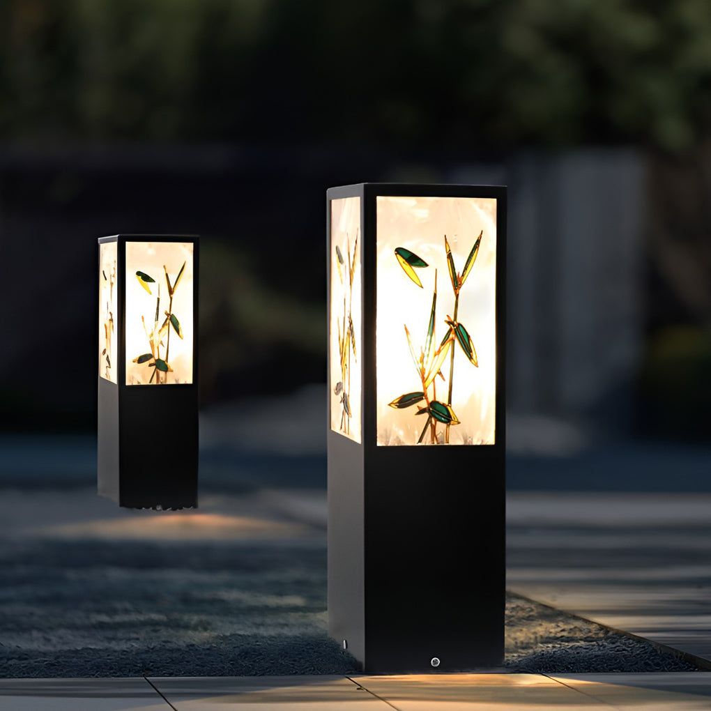 Arleen Vintage Artistic Floral Landscape Metal Bollard Lights