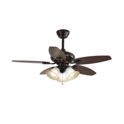 Elvael Classic Wood Glass Ceiling Fan Light