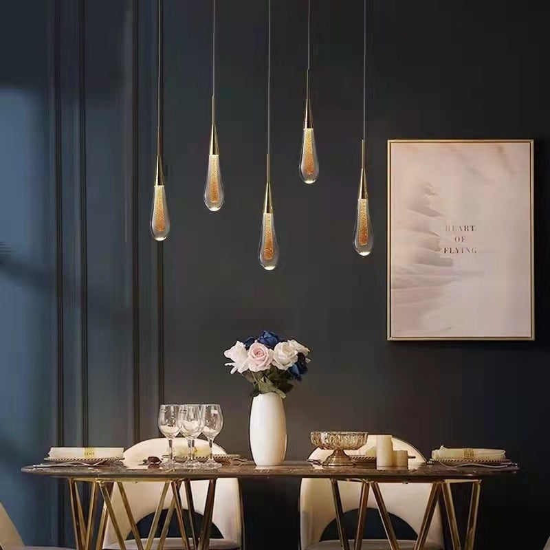 Kristy Modern Designer Teardrop Crystal Pendant Light - Neutral Decor