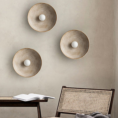Aria Modern Round Indoor Wall Lamp Wood Bedroom Living Room - Neutral Decor