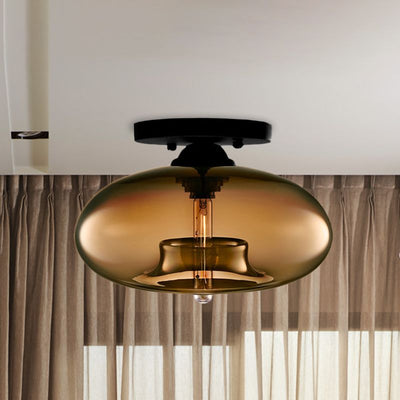 Arisha Industrial Art Deco Globe Flush Mount Ceiling Light Living Room - Neutral Decor