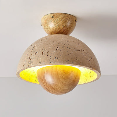 Tavivel Travertine Wood Ceiling Light