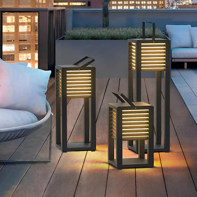 Kirstyn Square LED Modern Portable Steel Outdoor Lawn Light