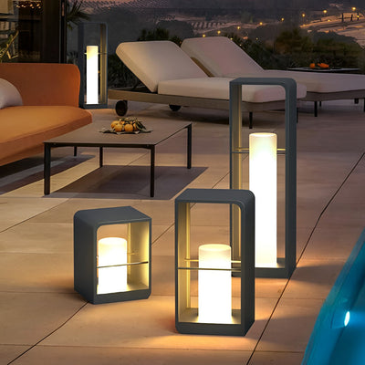 Gladys Rectangular Frame Modern Metal Outdoor Lights