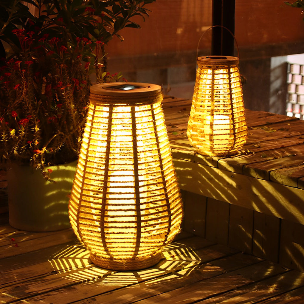 Woly Portable Retro Ropes Rattan Outdoor Lanterns