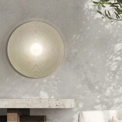 Aria Modern Round Indoor Wall Lamp Wood Bedroom Living Room - Neutral Decor