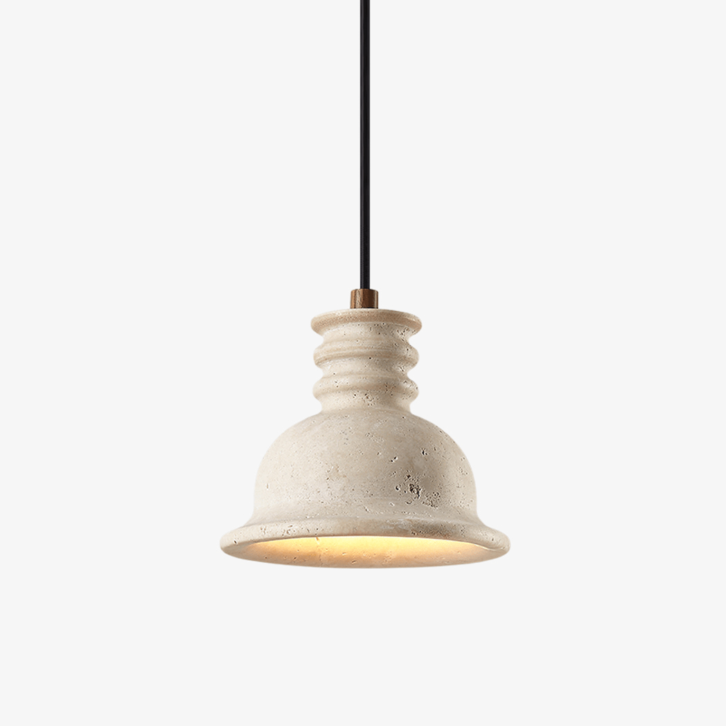 Harrow Travertine Ribbed Dome Pendant Light