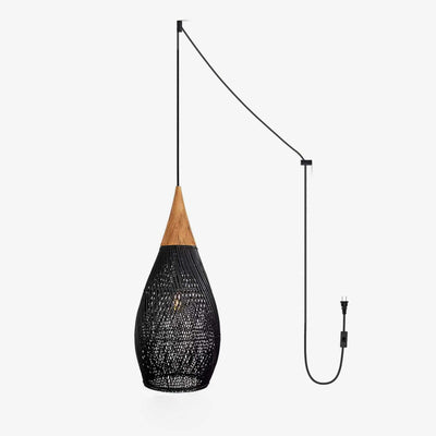 Braided Rattan Swag Pendant Lamp