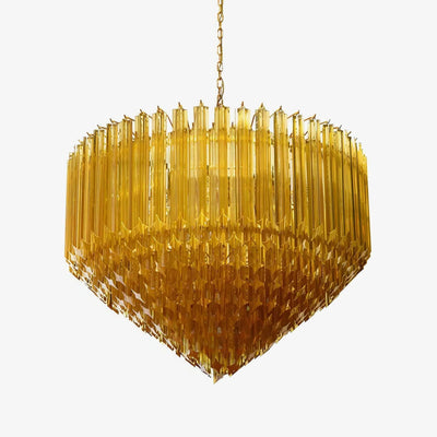 Celiselle Chandelier Amber Murano Glass Prism Grand Art