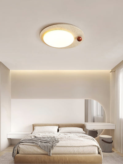 Circular Travertine Ceiling Light - Neutral Decor
