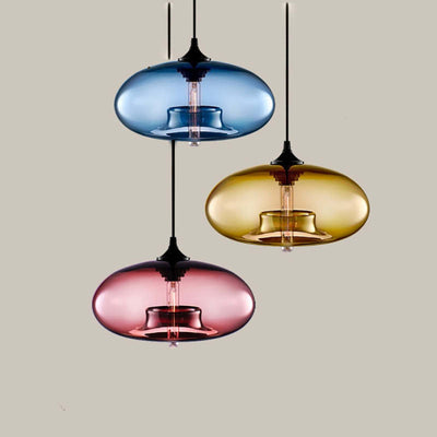 Valentina Modern Bread Shaped Glass Pendant Light 6 Color Living Room - Neutral Decor