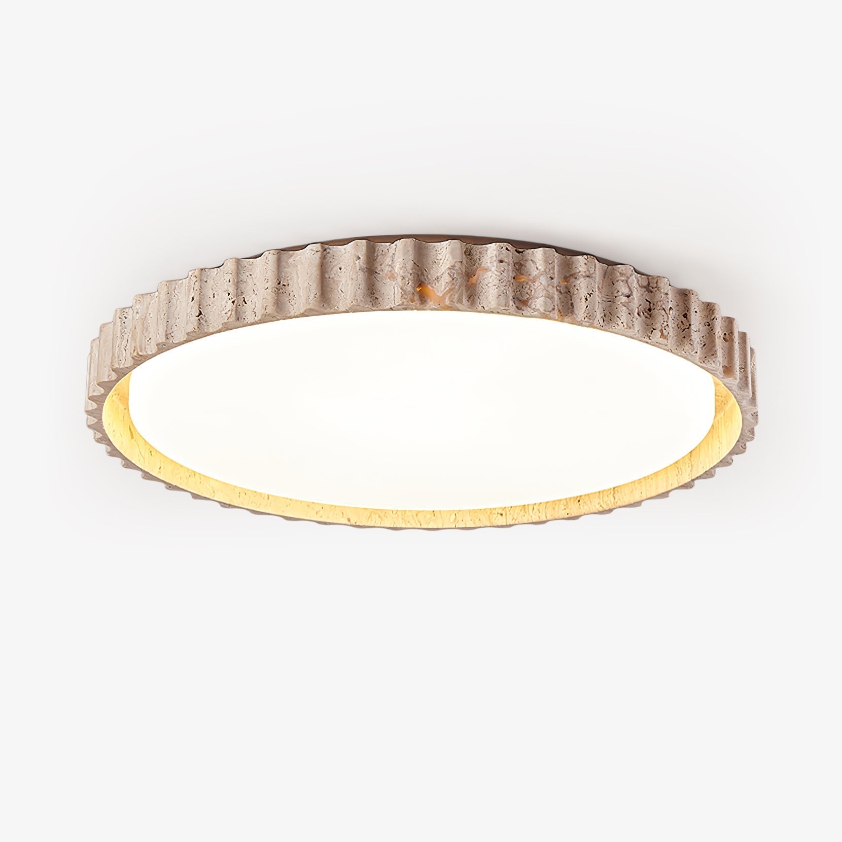 Obsidian Fluted Ring Travertine Ceiling Light
