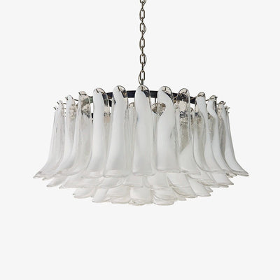Thalion Chandelier White Murano Glass Petal Elegant