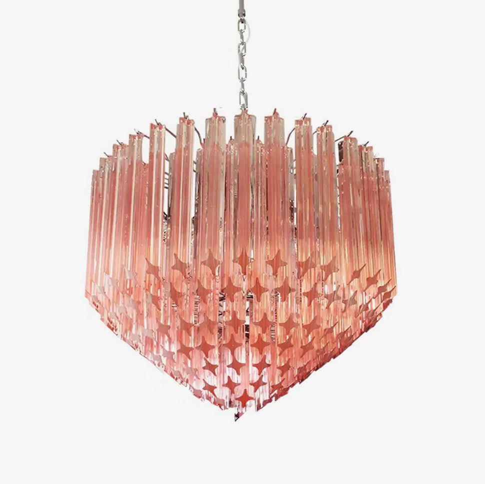 Celelaria Chandelier Pink Glass Prisms Geometric