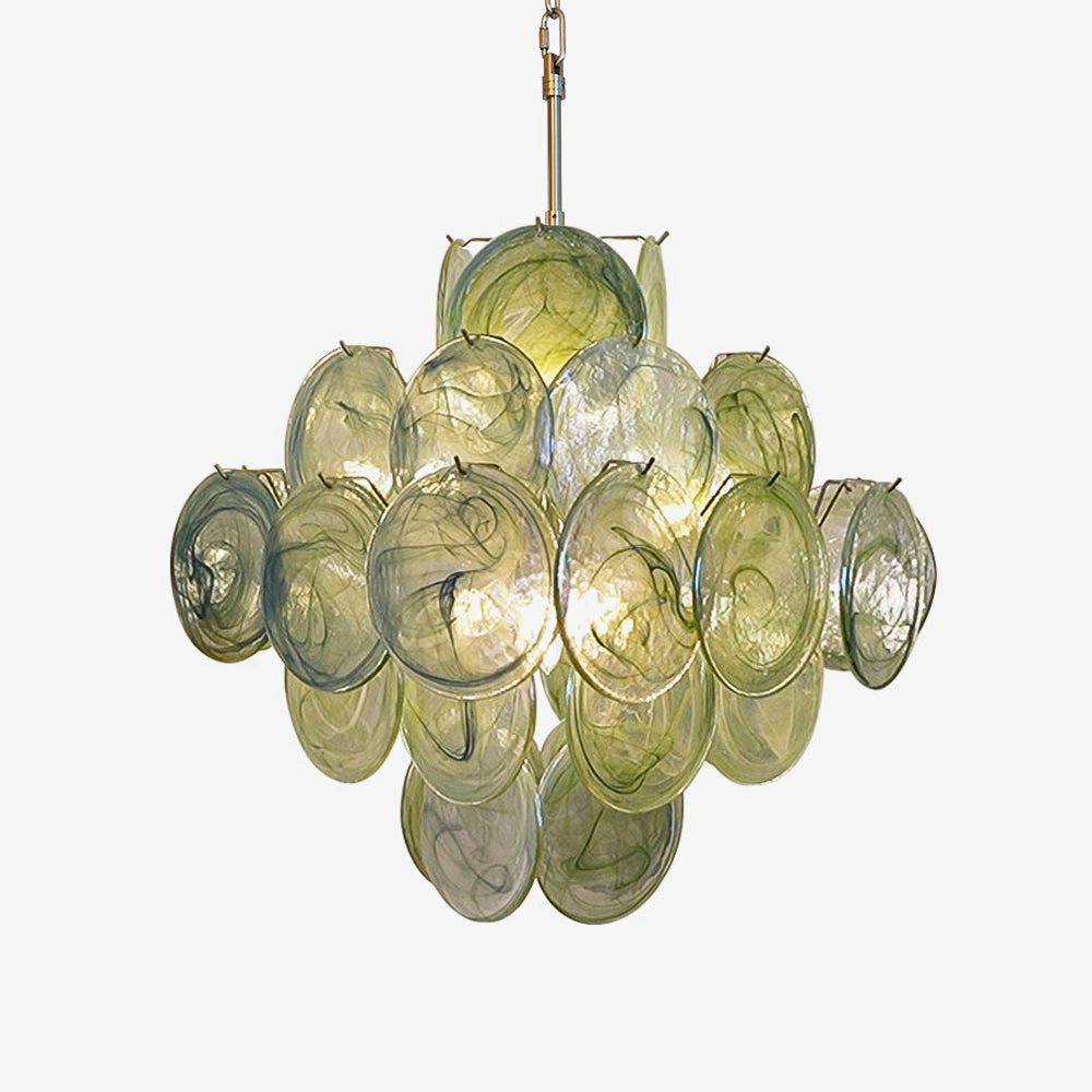 Velerora Chandelier Green Murano Glass Disc Nature