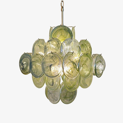 Velerora Chandelier Green Murano Glass Disc Nature
