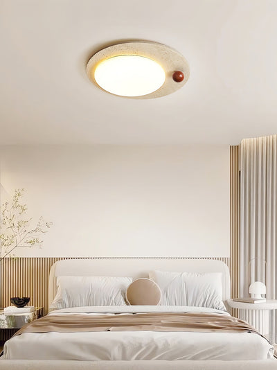 Circular Travertine Ceiling Light - Neutral Decor