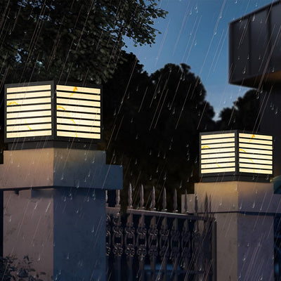 Butterf Square LED Modern Steel Outdoor Deck Post Pillar Light