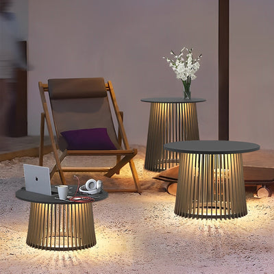 Kin Round Cage RGB Solar Iron Outdoor Table Lanterns