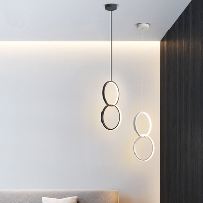 Arisha Modern Minimalist LED Hanging Pendant Lights Black White Bedroom - Neutral Decor