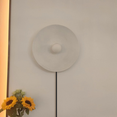 Aria Modern Round Indoor Wall Lamp Wood Bedroom Living Room - Neutral Decor