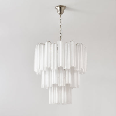 Lioreissa Chandelier Frosted Glass Tubes Layered Minimalist
