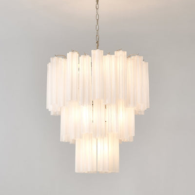 Lioreissa Chandelier Frosted Glass Tubes Layered Minimalist