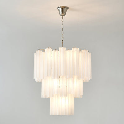 Lioreissa Chandelier Frosted Glass Tubes Layered Minimalist