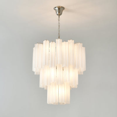 Lioreissa Chandelier Frosted Glass Tubes Layered Minimalist