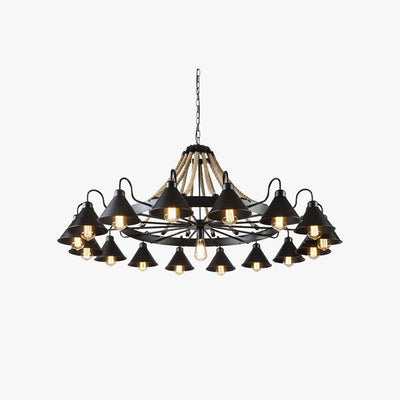Epoch Vintage Industrial Rope Chandelier Living Room - Neutral Decor
