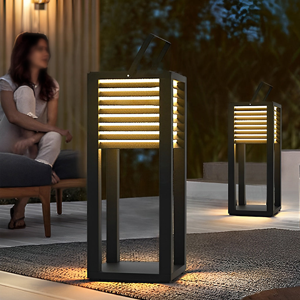 Kirstyn Square LED Modern Portable Steel Outdoor Lawn Light