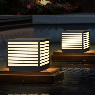 Butterf Square LED Modern Steel Outdoor Deck Post Pillar Light