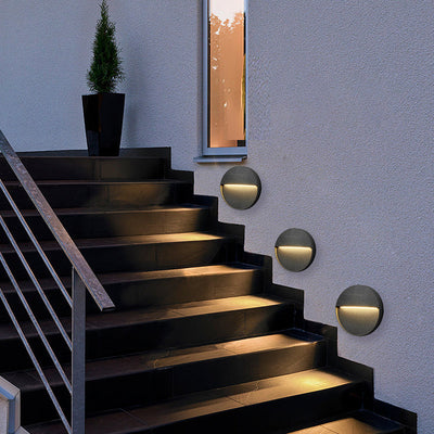 Winied Round Creative Aluminum Outdoor Wall Step Sconces