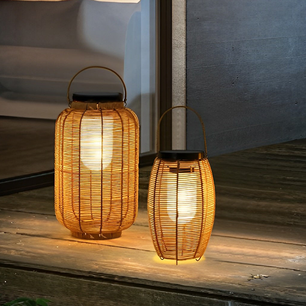 Pandoray Portable LED Solar Rattan Outdoor Floor Lamp
