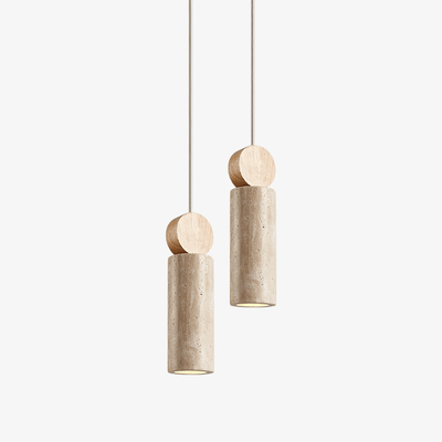 Ashton Travertine Cylinder Disc Pendant Light