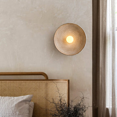 Aria Modern Round Indoor Wall Lamp Wood Bedroom Living Room - Neutral Decor